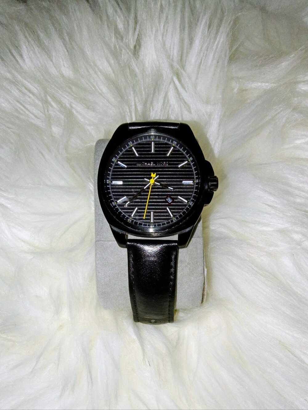 Michael Kors Bryson 42mm Black PVD Steel Leather Quartz Mens Watch MK8632